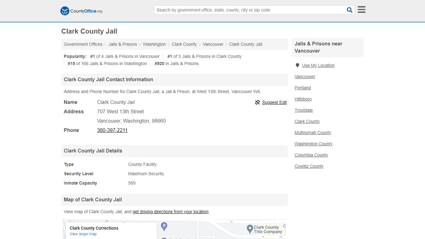 Clark County Jail - Vancouver, WA (Address and Phone)